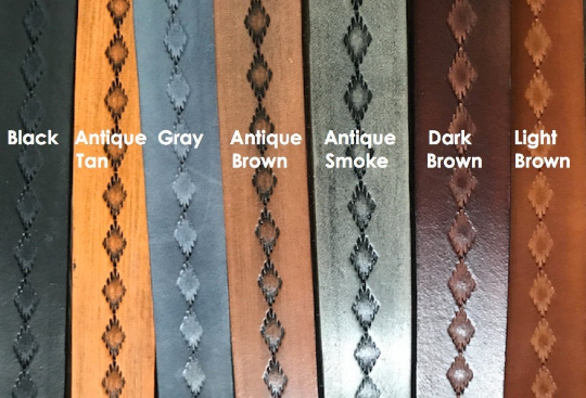 Tooled Adjustable Leather Rifle Sling, 1- or 1.25-inch, Several Colors