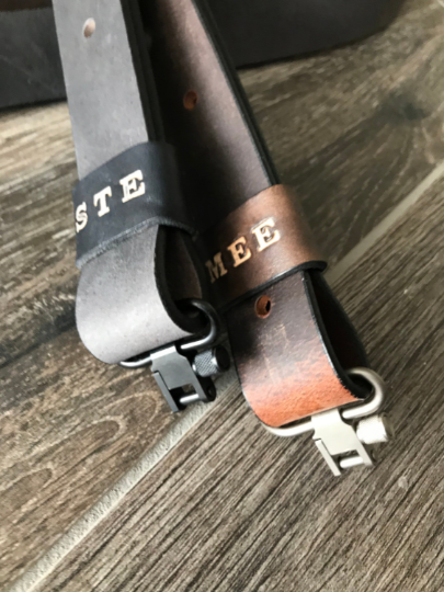Buffalo Leather Rifle Sling (Gun Sling) with Turquoise Concho, 1.25 inch