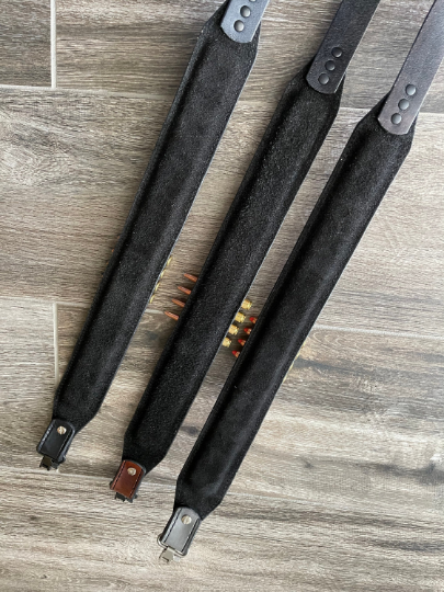 Leather Rifle Sling (Gun Sling), Hand-tooled, Finished in Gray, Brown or Black