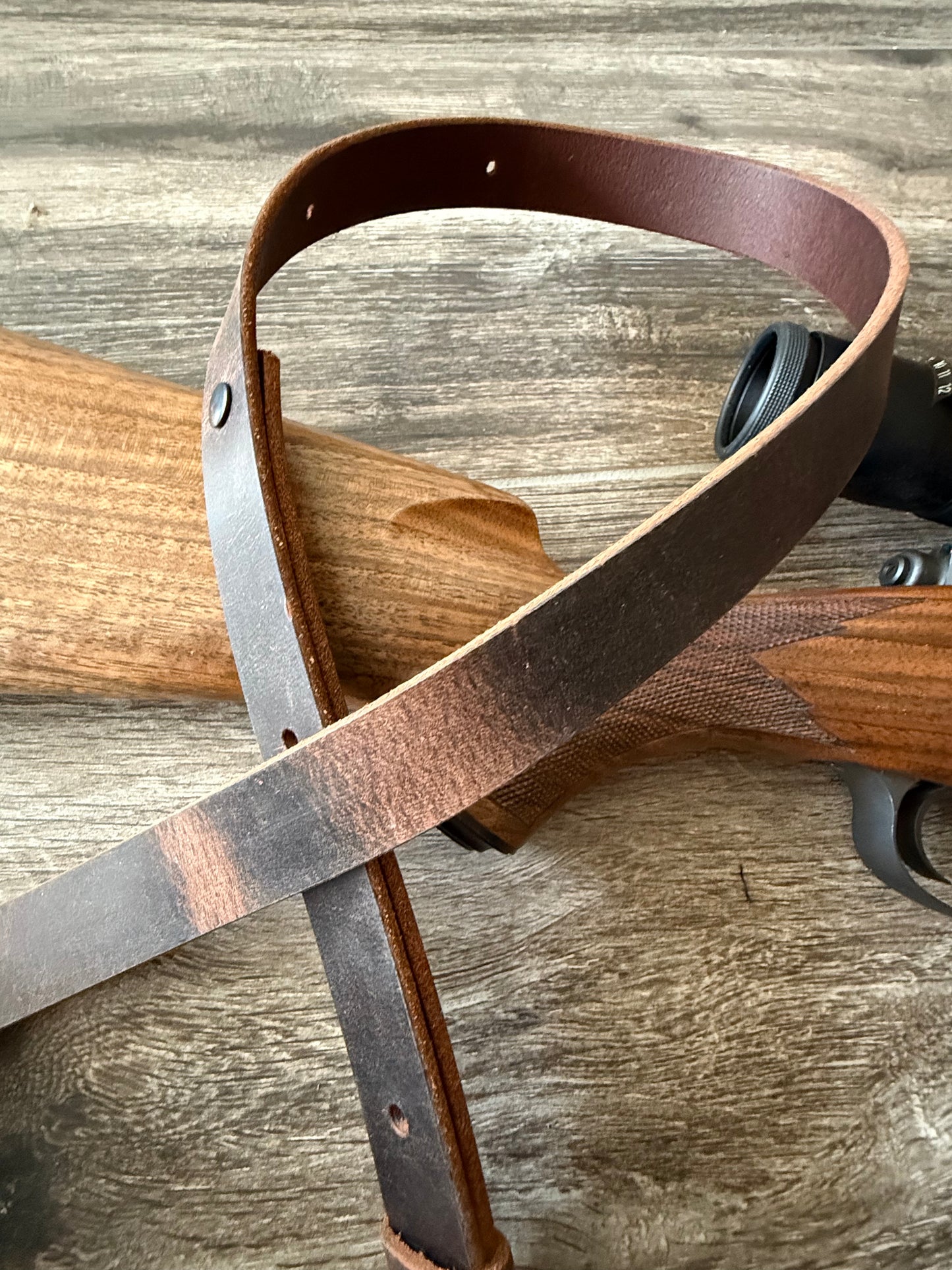 Buffalo Leather Rifle Sling, 1- or 1.25-inch, in Gray, Black, or Brown